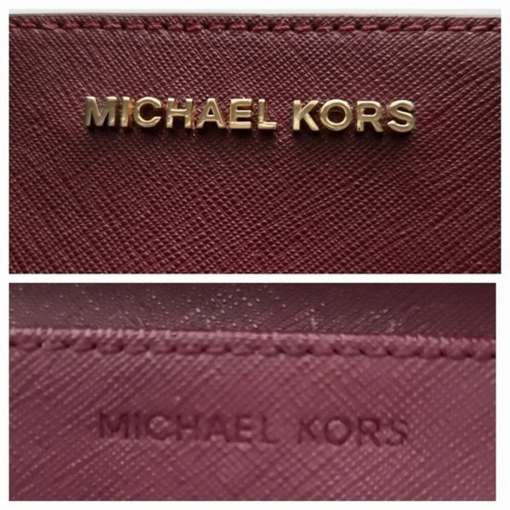 Michael Kors Maroon Red Saffiano Leather Bifold Snap Wristlet Wallet‎ - Picture 6 of 6